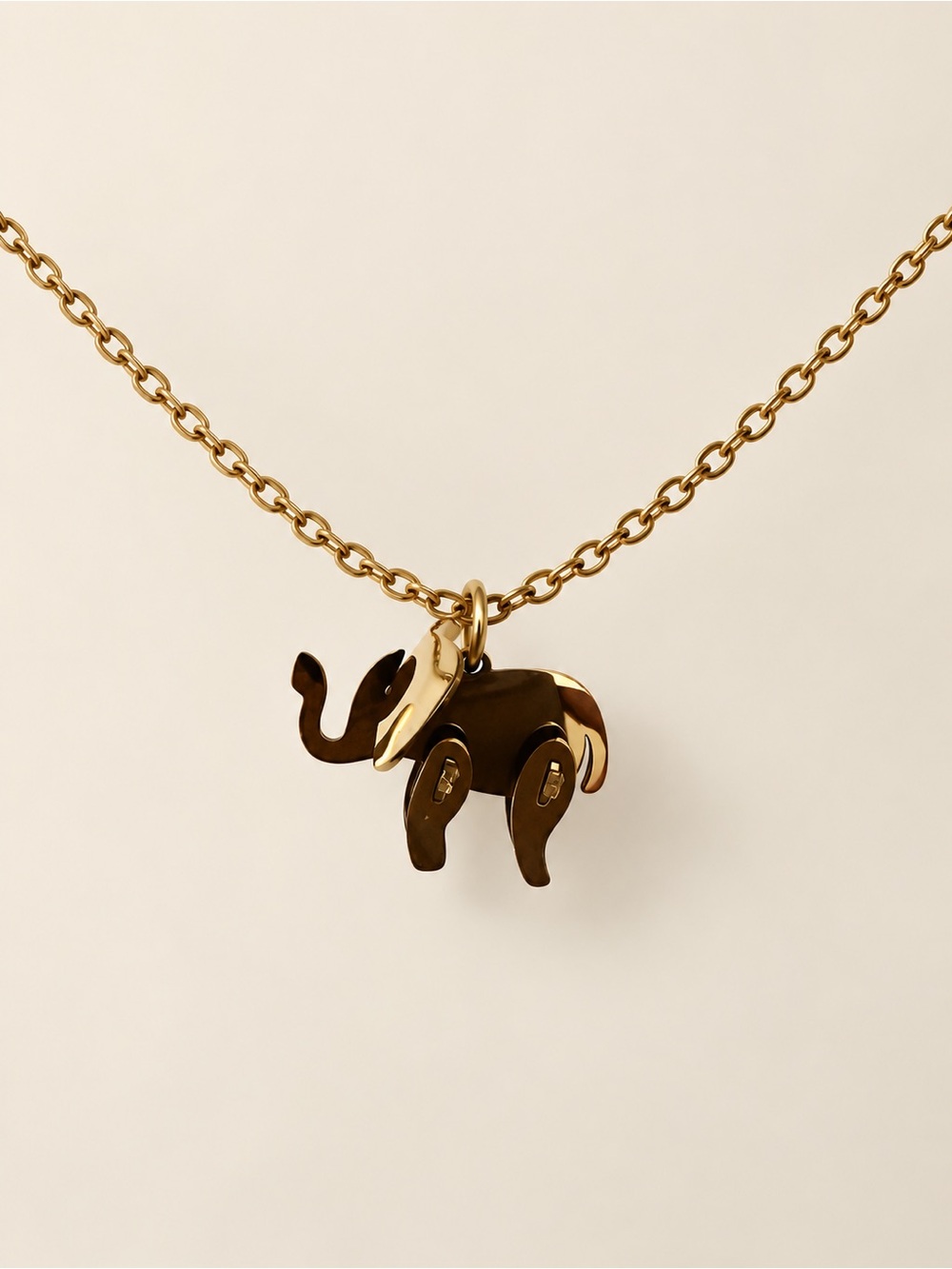 Gold Plated Elephant Pendant Necklace -